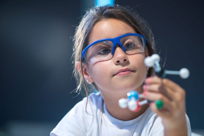 Looking at molecular structure model.