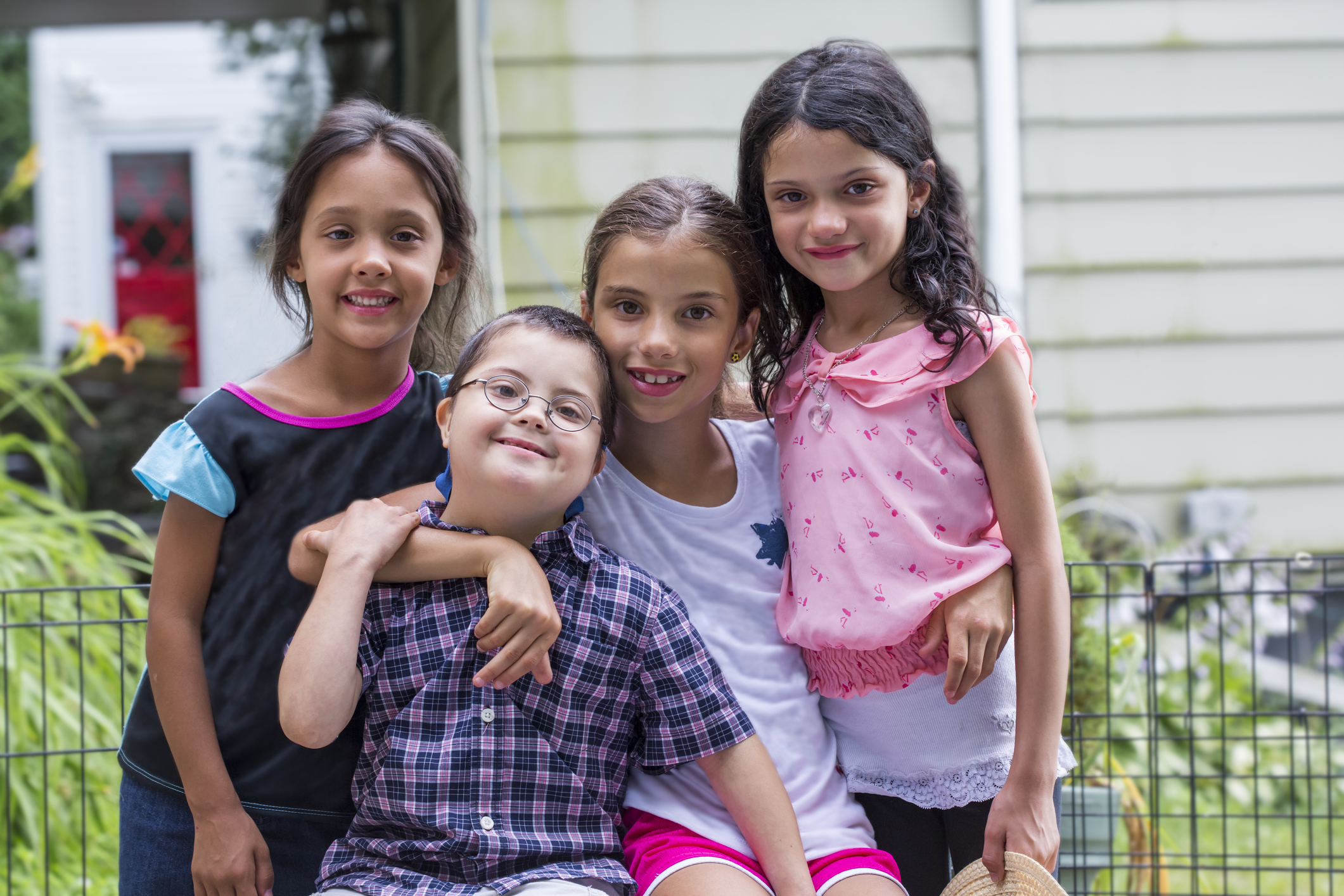Affectionate group of children